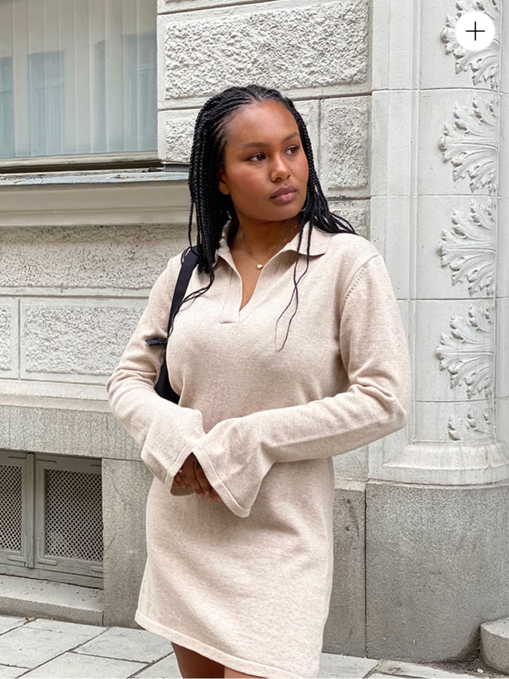 Djerf avenue getaway long sleeve mini dress in color sand size xs
